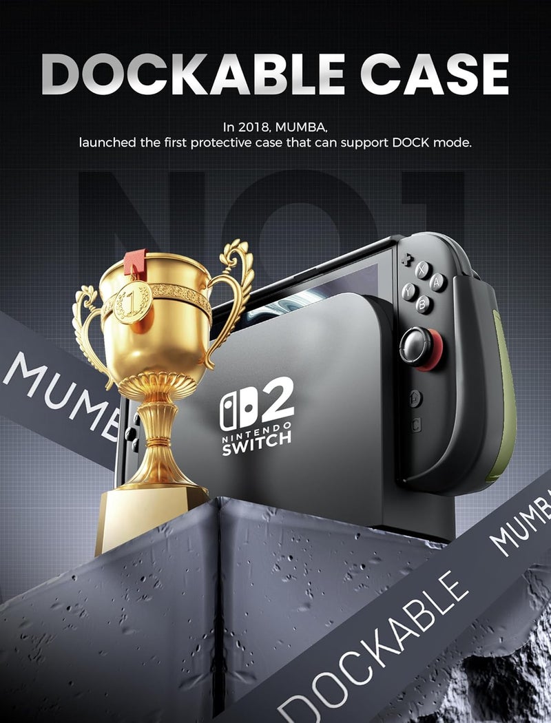Mumba Dockable for Nintendo Switch 2 Case with Flip Stand, [Titan] Ergonomic Switch 2 Grip Protective Cover Holds 5 Game Cards & 2 TF Cards TPU Accessories and Quick-Release Joy-Con Design (Guldan) - Image 3